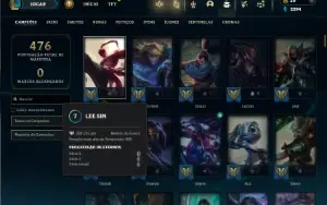 Unranked com 150 Champs e 169 Skins + 3 Vitoriosas