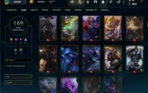 Unranked com 150 Champs e 169 Skins + 3 Vitoriosas