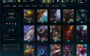 Unranked com 150 Champs e 169 Skins + 3 Vitoriosas