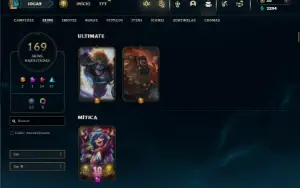 Unranked com 150 Champs e 169 Skins + 3 Vitoriosas
