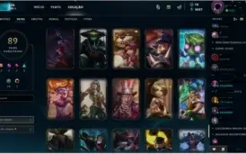 Conta lol lv 32, borda ouro, 89 skins, muito barato