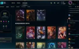 Conta lol lv 32, borda ouro, 89 skins, muito barato