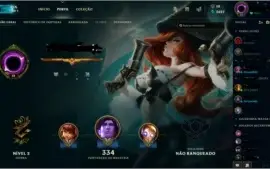 Conta lol lv 32, borda ouro, 89 skins, muito barato