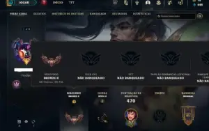 Bronze 2 com TODOS os champs e 182 Skins ( 150 Jogos )
