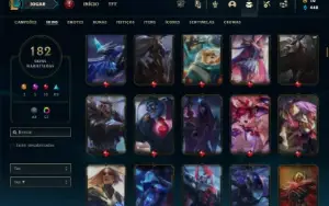 Bronze 2 com TODOS os champs e 182 Skins ( 150 Jogos )