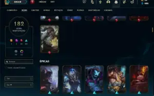 Bronze 2 com TODOS os champs e 182 Skins ( 150 Jogos )