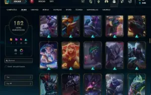 Bronze 2 com TODOS os champs e 182 Skins ( 150 Jogos )