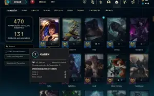 Bronze 2 com TODOS os champs e 182 Skins ( 150 Jogos )