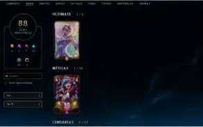 CONTA DE LOL/ 88 SKINS/ OURO/ SKIN ULTIMATE/ 7 LENDÁRIAS