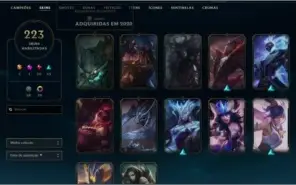 Conta league of legends lvl 337, com 222 skins e diamante 4