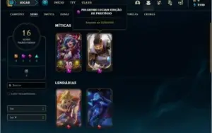 Conta platian 1 com 45 champs e 16 skins + 1 Prestigio