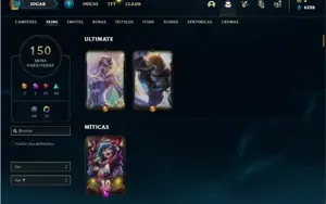 Conta prata 1 com 138 Champs e 150 Skins + 500k de Shaco