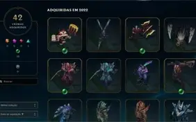 CONTA LOL LVL 350, PLATINA 3 COM DIVERSAS SKINS (217x)