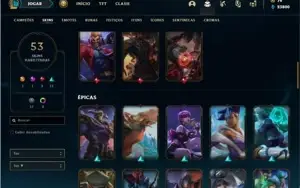 Conta Bronze 4 com 135 Champs e 53 Skins + 2 Fragmentos