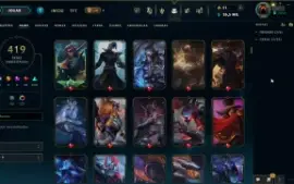 Vendo conta de lol Gold 1 com todos champs e 419 skins