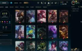 Vendo conta de lol Gold 1 com todos champs e 419 skins
