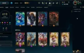 Vendo conta de lol Gold 1 com todos champs e 419 skins