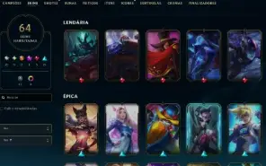 Ouro, 64 Skins, 2 Ultimate, 1 Mítica, 5 Lendárias, 10K Ea