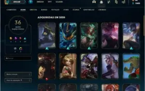 CONTA LEAGUE OF LEGENDS PRATA 1 36 SKINS, BARATO