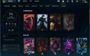 CONTA LEAGUE OF LEGENDS PRATA 1 36 SKINS, BARATO