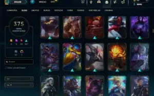 Bronze 1 com TODOS os champs e 375 Skins ( TOP / MID / JG )