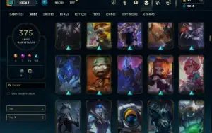 Bronze 1 com TODOS os champs e 375 Skins ( TOP / MID / JG )