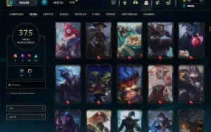 Bronze 1 com TODOS os champs e 375 Skins ( TOP / MID / JG )