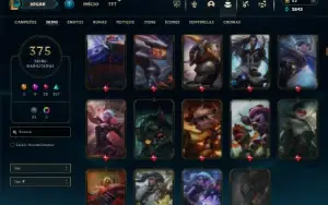 Bronze 1 com TODOS os champs e 375 Skins ( TOP / MID / JG )