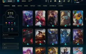 Bronze 1 com TODOS os champs e 375 Skins ( TOP / MID / JG )
