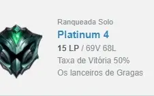 Contas de League of Legends (LOL) Platina