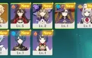 Genshin Impact  (AR7) Mona / Xiangling (c1) / Armas 4*