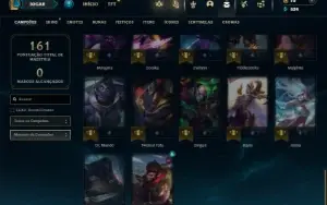 Bronze 4 com 50 Champs e 6 Skins + 1 Fragmento