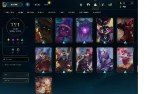 Conta lol pra vender hoje, 121 skins, faltando 11 campeões