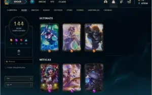 CONTA LOL LV 292, TODOS OS CHAMPS E 141 SKINS