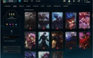 CONTA LOL LV 292, TODOS OS CHAMPS E 141 SKINS