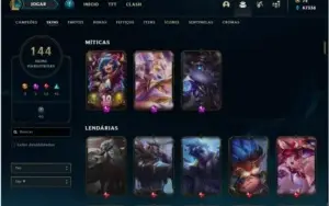 CONTA LOL LV 292, TODOS OS CHAMPS E 141 SKINS