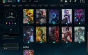 Conta prata 4 com 36 champs e 16 skins