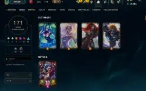 Unranked com TODOS os Champs e 171 Skins ( JG / MID )