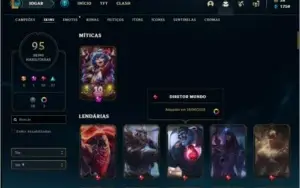 Conta ouro 4 com 95 skins e 125 champs