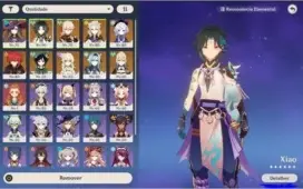 Xiao C1 + Lança de Jade + 8 personagens 5*