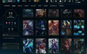 Unranked com 105 Champs e 52 Skins