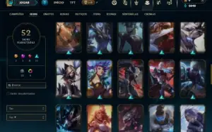 Unranked com 105 Champs e 52 Skins