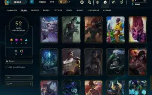 Unranked com 105 Champs e 52 Skins