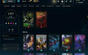 Unranked com TODOS os Champs e 197 Skins ( SUP / JG / TOP )