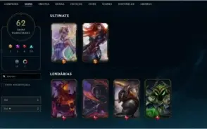 Conta prata IV, nível 181, com 62 skins.