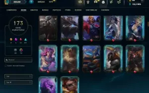 Platina 4 com TODOS os champs e 173 Skins +4 Vitoriosas