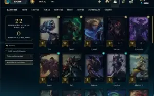 Conta platina 4 com 31 Champs e 3 Skins + 8 Fragmentos