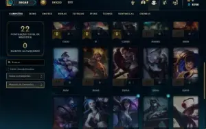 Conta platina 4 com 31 Champs e 3 Skins + 8 Fragmentos