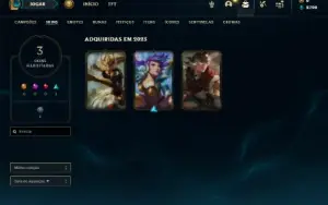 Conta platina 4 com 31 Champs e 3 Skins + 8 Fragmentos