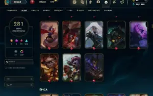 Bronze 1 com TODOS os champs e 281 Skins (Mais de 150 Jogos)